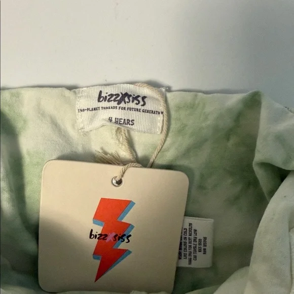 Kids Light Green Tie-Dye Shorts - Picture 2 of 3